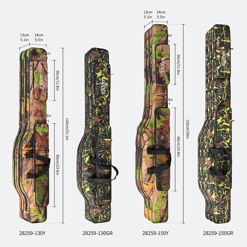 Bolsa de pesca de mar plegable de 2 capas de 1,3 m/1,5 m, bolsa de caña de pescar de doble hombro, kit de herramientas de almacenamiento al aire libre para pesca - imagen 4