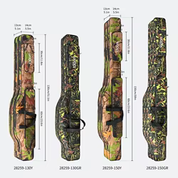 Bolsa de pesca de mar plegable de doble capa de 1,3 m/1,5 m, kit de herramientas de pesca de almacenamiento al aire libre, bolsa de caña de pescar de doble hombro