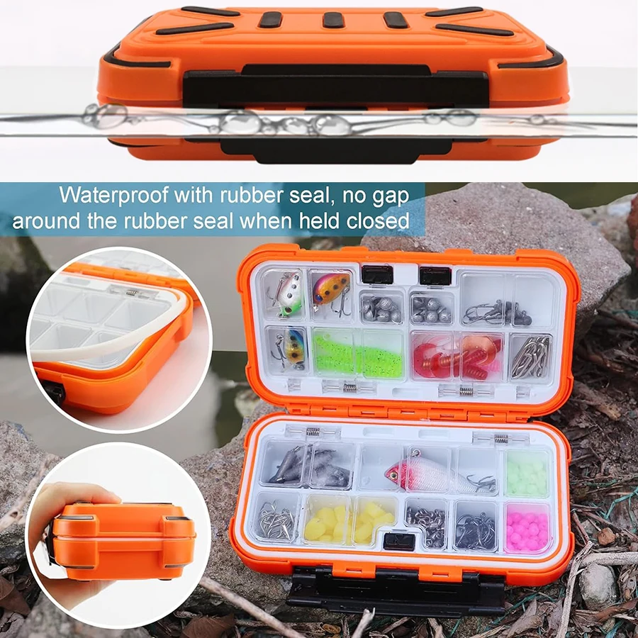 Caja de aparejos pequeña, cajas de señuelos de pesca impermeables, caja de almacenamiento de 1 pieza, contenedores de accesorios de plástico para cebo - imagen 5