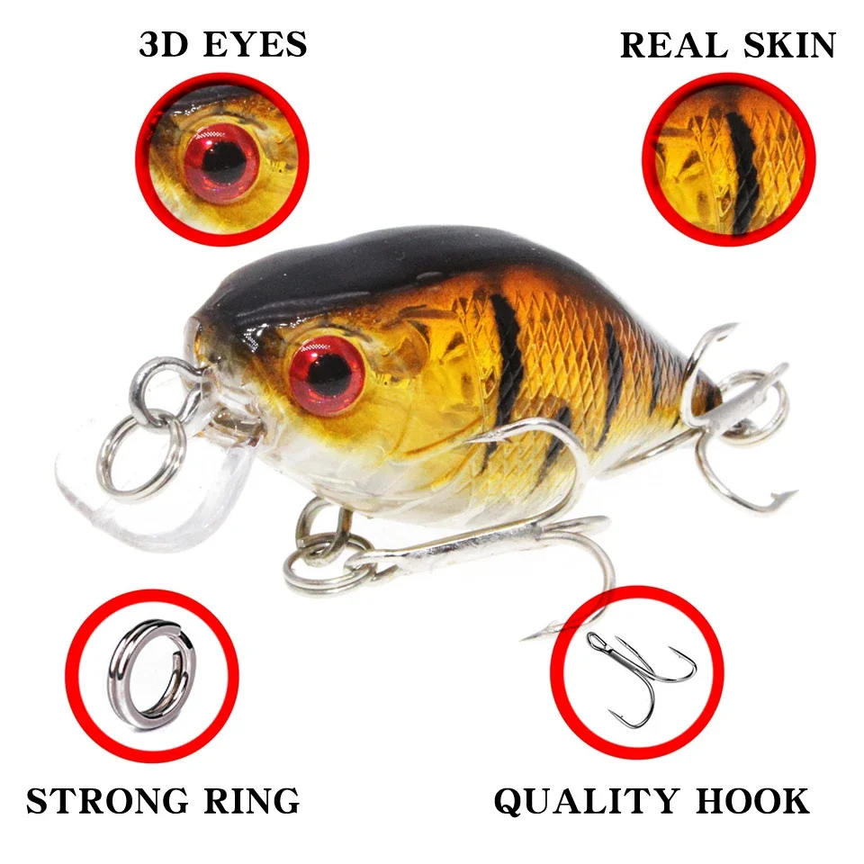 Señuelos de Pesca de alta calidad, 4cm/4g, 1 piezas, 5 colores disponibles, Crankbait Artificial, Wobblers - imagen 3
