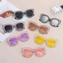 Gafas de sol cuadradas con cristales de diamante brillante para mujer, gafas de sol de gran tamaño, gafas de sol para mujer