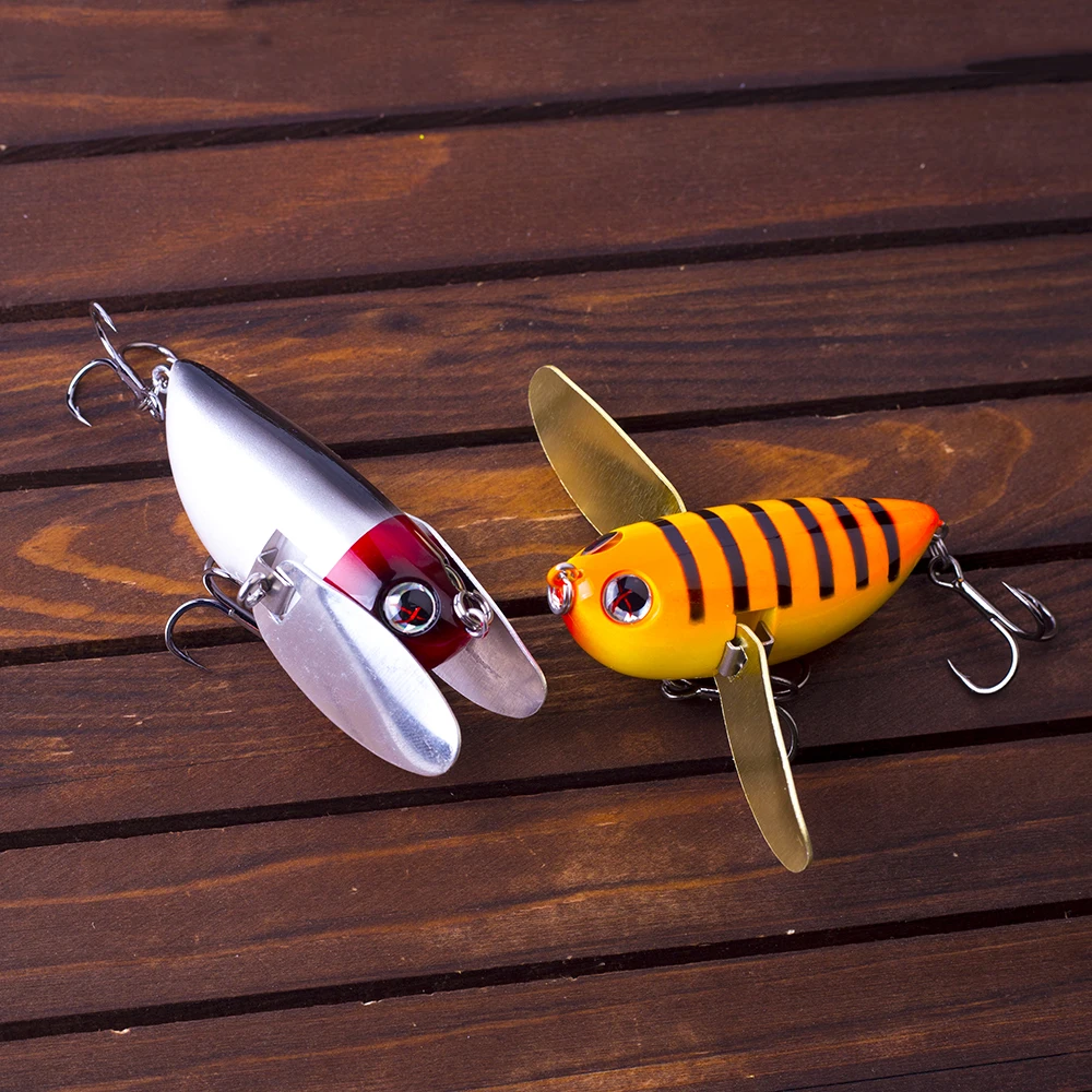 CCLTBA-SEÑUELOS Topwater de 5,8 cm, 12,9g, cuerpo duro, cuchara de Metal, alas de hoja, Wobblers de abeja, Señuelos de Pesca, aparejos de cebo Popper Minnow - imagen 4
