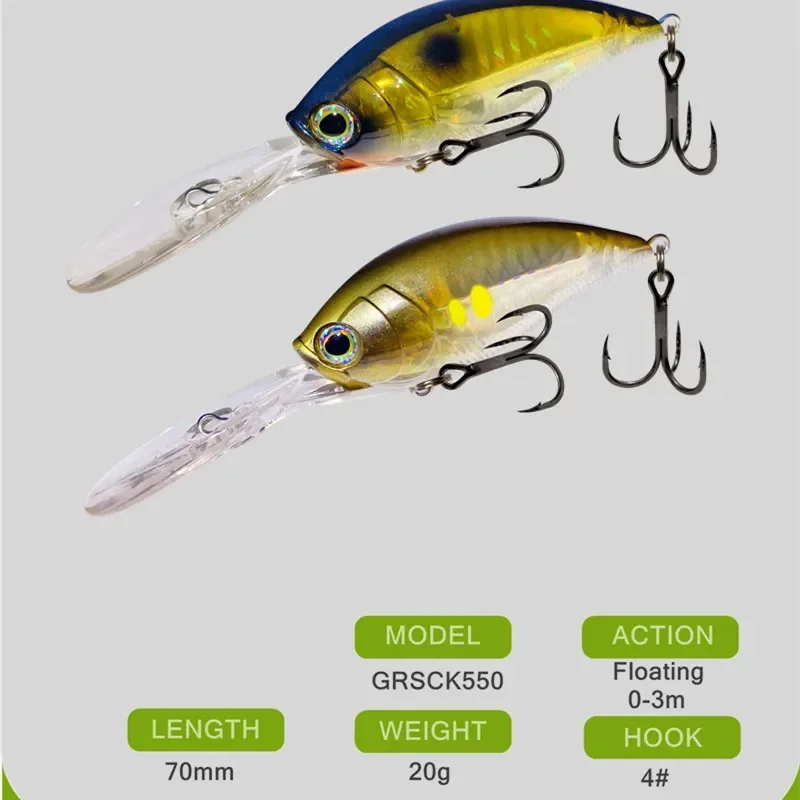 Señuelo de pesca Crankbait de 70mm y 20g, pesas de cebo de roca, señuelos de agua salada, Whoppers, señuelo de curricán, cebo de manivela, peces falsos - imagen 2