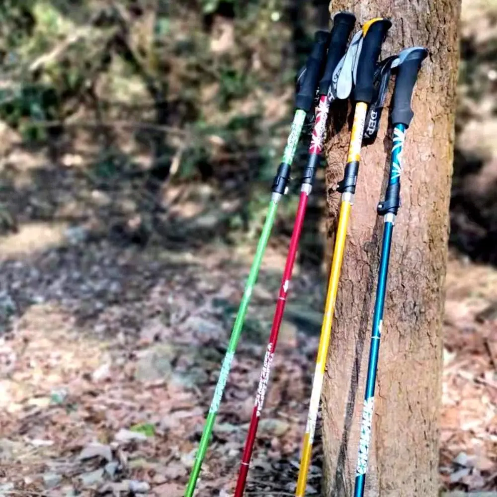 Bastón de Trekking plegable antideslizante para exteriores, resistente al desgaste, multifunción, 5 secciones - imagen 3