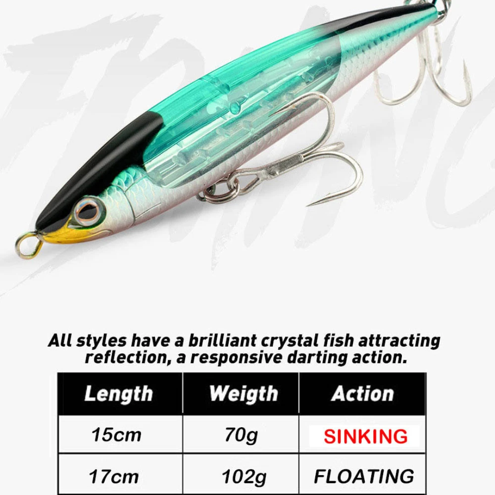 Señuelos de Pesca con lápiz flotante, 70g, 150mm, 102g, 17cm, interruptor costero, cebo duro Artificial, trucha de agua salada, Isca, Pesca Wobbler - imagen 5