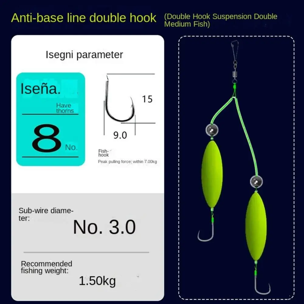 3 uds doble gancho aparejos de Pesca para el cabello gancho Anti suspensión inferior anzuelo de Pesca de carpa Pesca Size3 # -12 #   Señuelo de pesca Carp Rigs - imagen 4