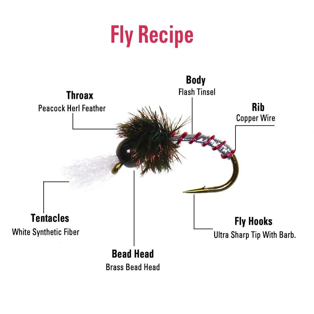 Wifreo-señuelo de pesca, cebo de 6 piezas, epoxi, cebra, gelatina, Midge, Mosca, trucha, Nymph, Midge, Pupae, zumbador, Larva - imagen 4