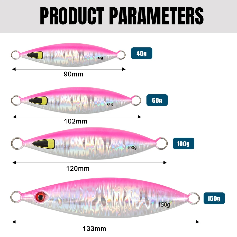 CASTFUN 40g 60g 100g 150g señuelo de Jigging de paso lento plantilla de Metal señuelo de pesca de agua salada plantillas de fundición cebo Artificial - imagen 2