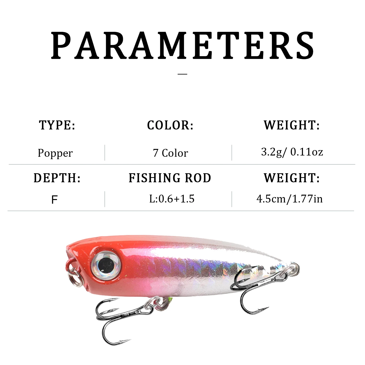 Señuelo de pesca flotante Popper, Wobblers, 4,5 cm, 3,3g, cebo duro de plástico Artificial, aparejos de pesca de lubina de alta calidad, 1 ud. - imagen 4