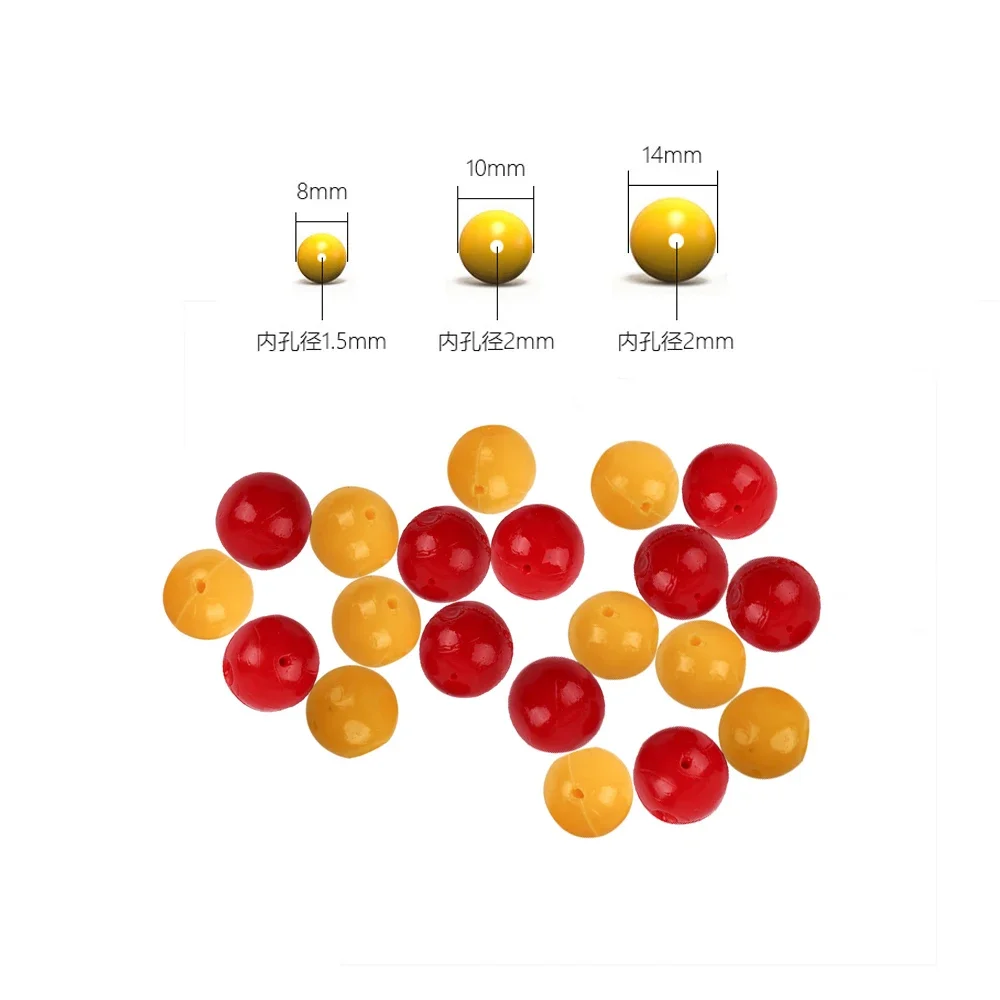 20 piezas cuentas flotantes para pesca de carpa, rojo, amarillo, redondo, olor TPR, cuentas flotantes ultragruas para aparejo de pesca de carpa, diámetro de 8mm, 10mm y 14mm - imagen 5