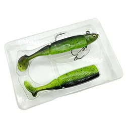 Señuelos de pesca blandos con cabeza de anzuelo de pececillo negro, 20g, señuelo de silicona Wobblers, cuchara giratoria de Metal, cebo para Lucio, trucha, aparejos de pesca de lubina