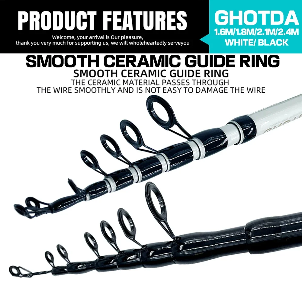 Combo de caña de pescar con señuelo, caña de pescar telescópica para viaje y surf, sección 5/6/7/8 y carrete de Metal giratorio 5,2: 1, agua dulce y salada - imagen 5