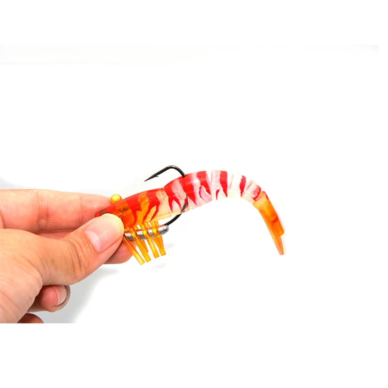 TAKEDO LV01 mejor señuelo de lubina cebo de camarón 90mm 8g anzuelos VMC pesca suave señuelo de camarón Señuelos de pesca blandos - imagen 4