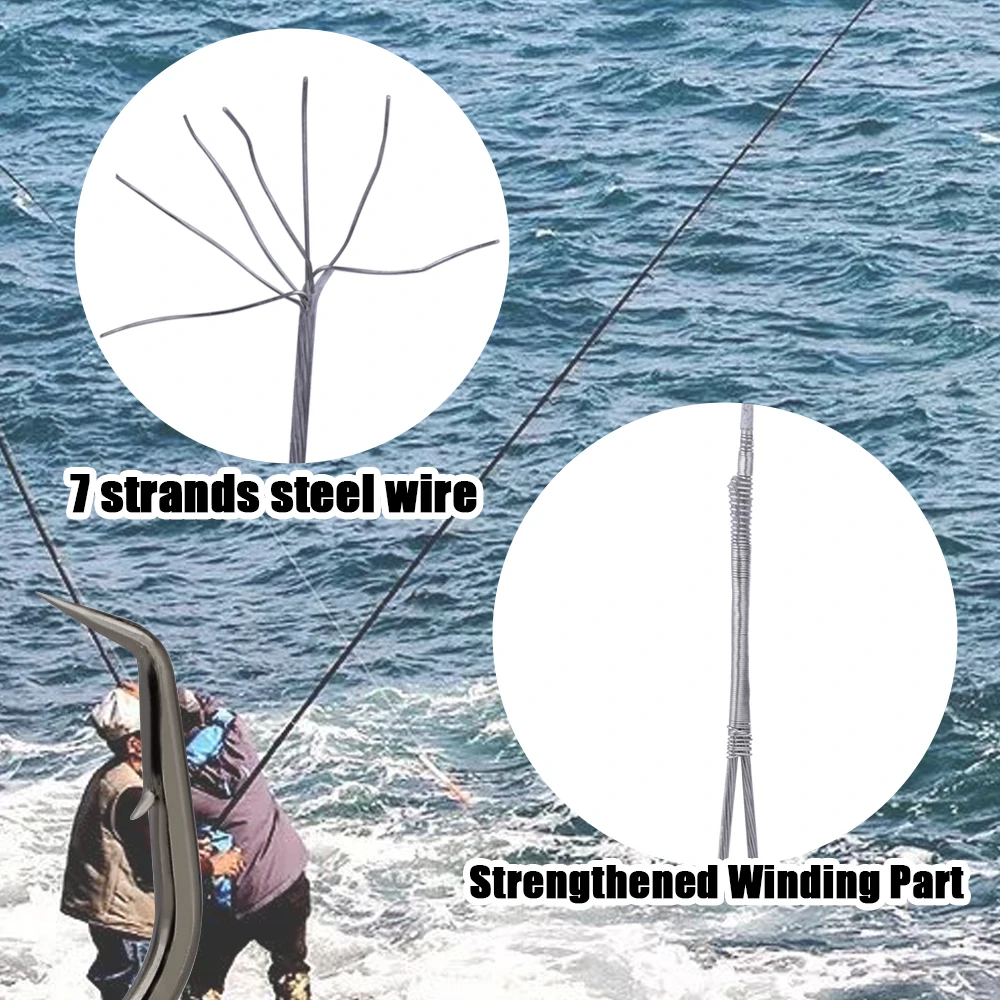 FTK-línea de pesca de acero antimordedura, líder de alambre de acero con ganchos circulares, giratorios, 20 unids/lote/bolsa, aparejos de pesca de 20-60LB - imagen 5