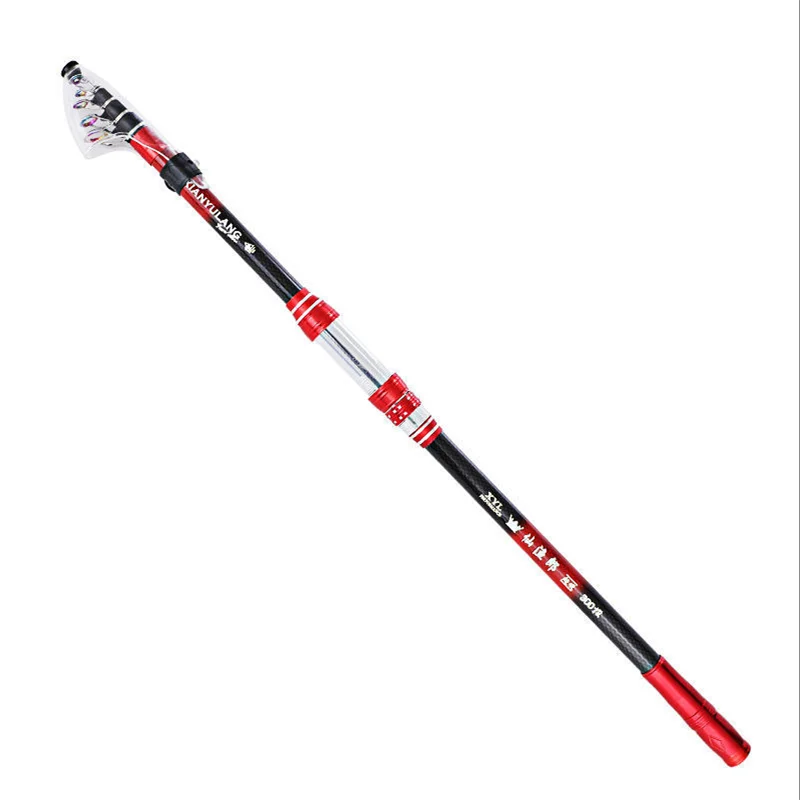 Caña de pescar de mar de 2,1 m-4,5 m, alimentador de carpa, Mini caña de pescar para viajes al aire libre, caña de pescar telescópica de fibra de carbono de alta calidad