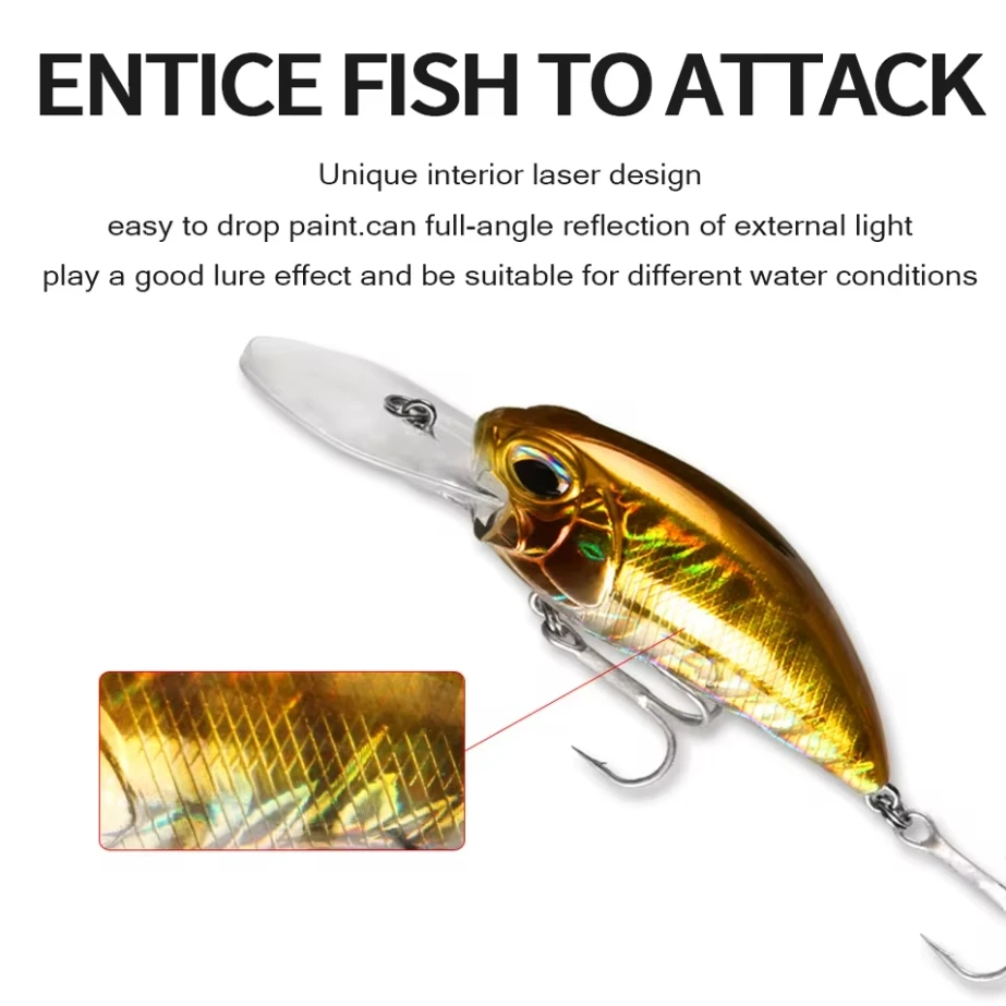 Bearking nuevo caliente excelente calidad profesional cebo de manivela buenas Señuelos de Pesca 65mm,14g manivela. Buceo 2m, pesca de lubina y Lucio - imagen 5