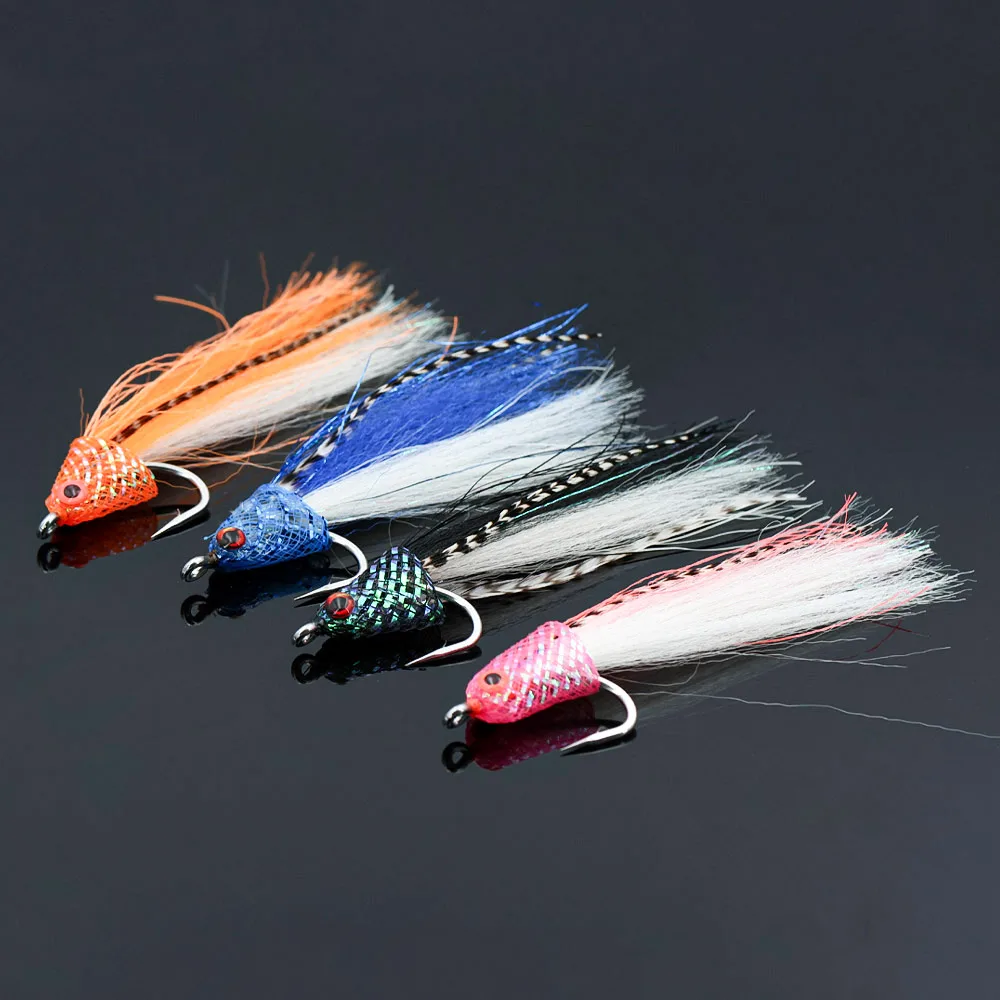 ICERIO 2/4PCS 4/0 # Señuelo de pesca con mosca 3D, Streamer grande, Baitfish, con sillín, Hackle para trucha, Lucio, lubina almizclada, Señuelos de Pesca de Mar - imagen 5