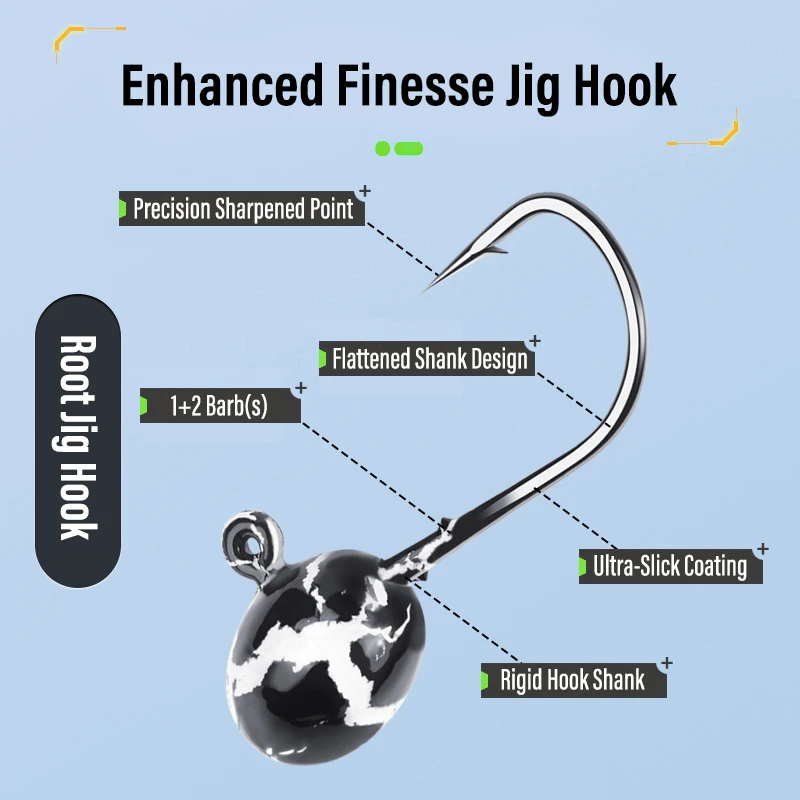 Jig Head Weedless Pluma Marabú – Finesse para perca y lubina - imagen 5