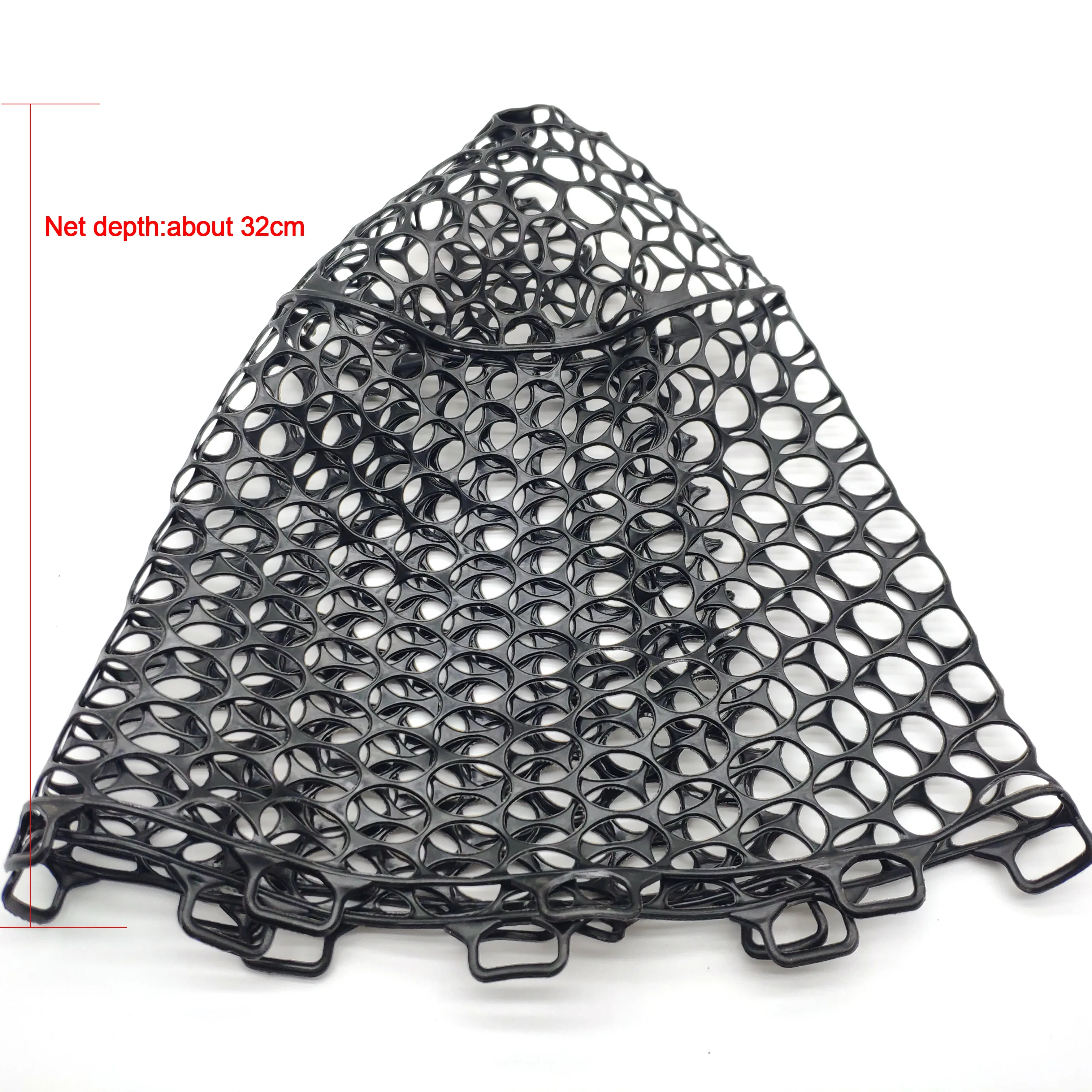 Red de goma pequeña para pesca al aire libre, accesorio de mano, 32cm de profundidad, color negro, sin anillo - imagen 2