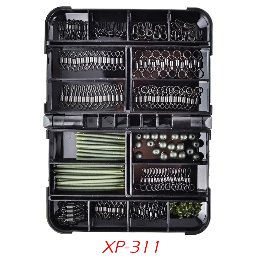 Accesorios de aparejos de pesca de carpa, Kit todo en uno, ganchos giratorios y broches de goma, mangas antienredos, cuentas de parada de gancho de pescado - imagen 4