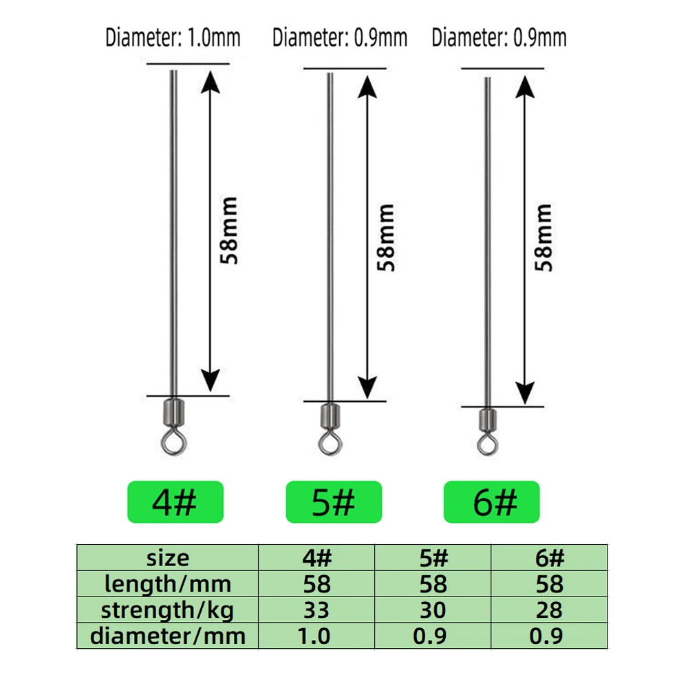TIANNSII alambre de acero duro, poste largo giratorio de pesca, acero inoxidable + rodamiento de latón, accesorios de pesca giratorios, 20 piezas - imagen 2