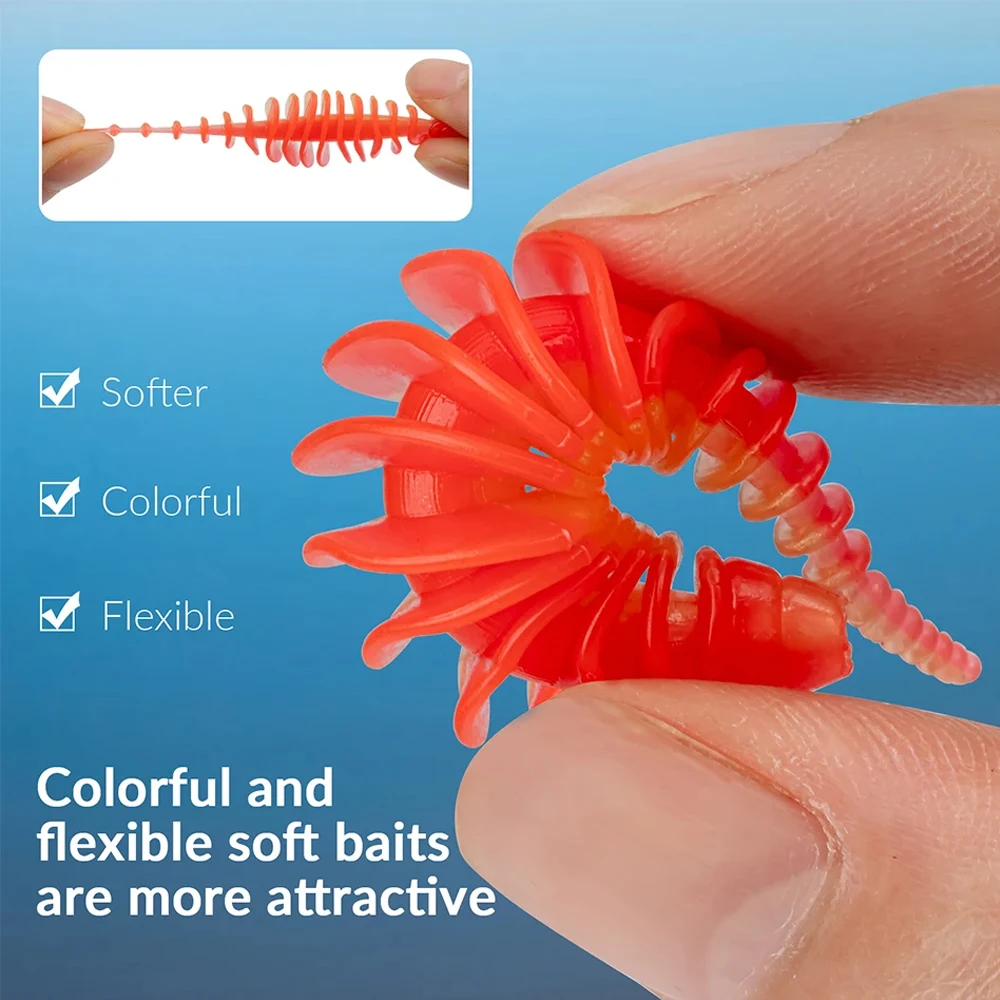Señuelos de pesca de 5 uds., gusano blando, 50mm, 1,97 pulgadas, Wobbler, señuelo suave de silicona para aparejo de tiro, cebo Artificial para pesca de carpa, Lucio - imagen 3