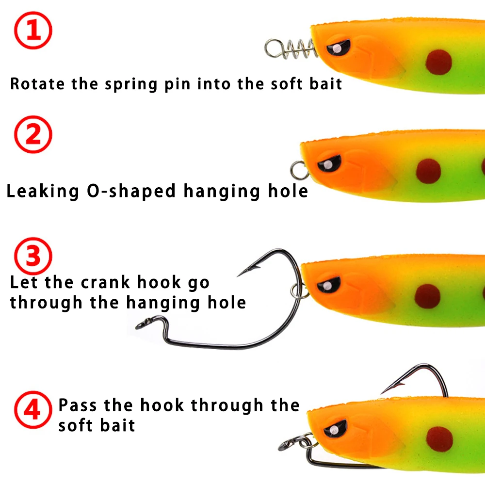 Balanzze 50/100 Uds. Pin de bloqueo de resorte gancho de manivela conector de pesca cerradura de manivela de resorte de acero inoxidable para aparejos de pesca de señuelo suave - imagen 5