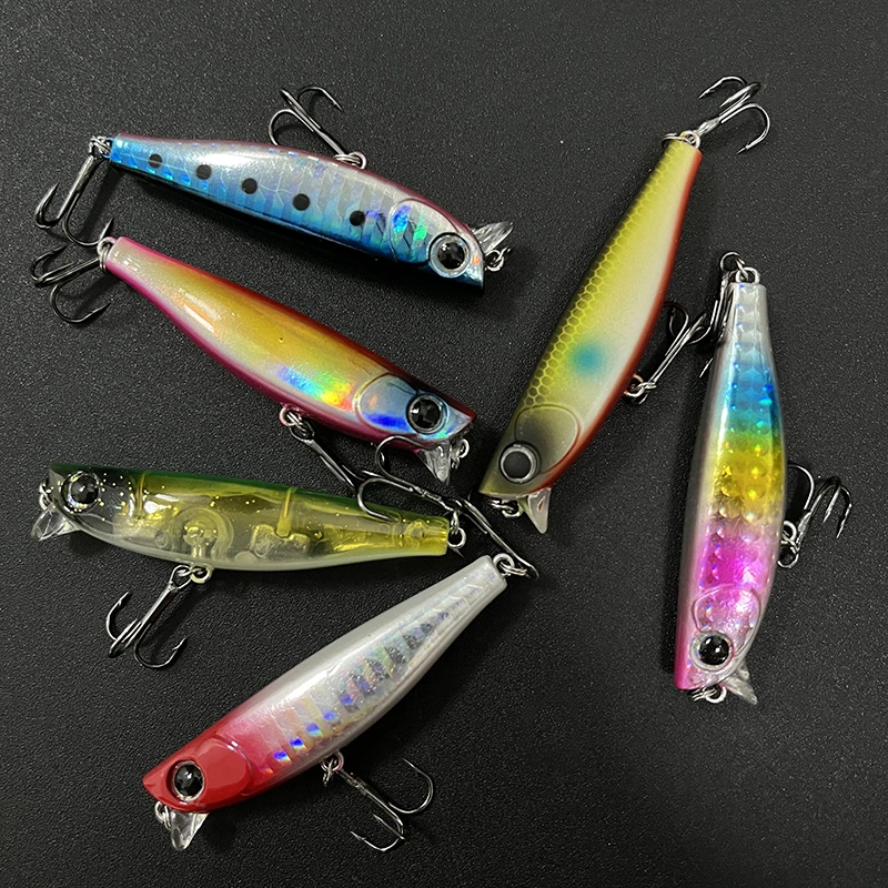 Señuelos de pesca de pececillo de hundimiento lento, 60mm, 10g, Swimbait de fundición larga, Wobbler de agua de mar para lubina, trucha, curricán, cebo duro Artificial - imagen 5
