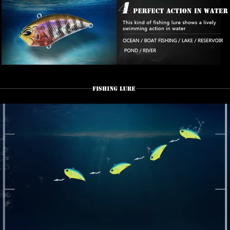 ALASICKA 5,4 cm/14,5g 5 colores ABS plástico VIB 3D ojo de pez imitación camino corredor señuelo con plomo fundición larga agua completa señuelo biónico - imagen 5