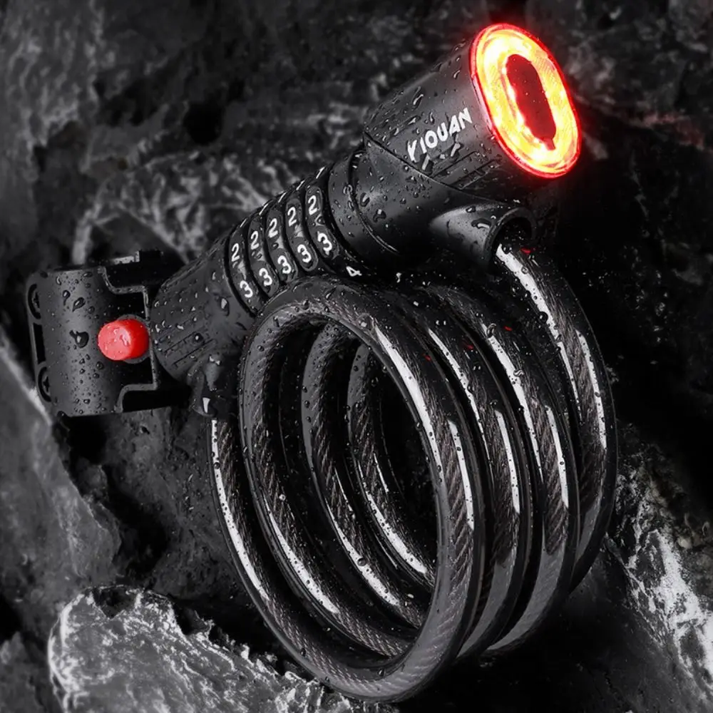 Candado de bicicleta con contraseña de seguridad de 5 dígitos con luz trasera, candado de ciclismo recargable por USB, Sensor de luz inteligente antirrobo - imagen 2