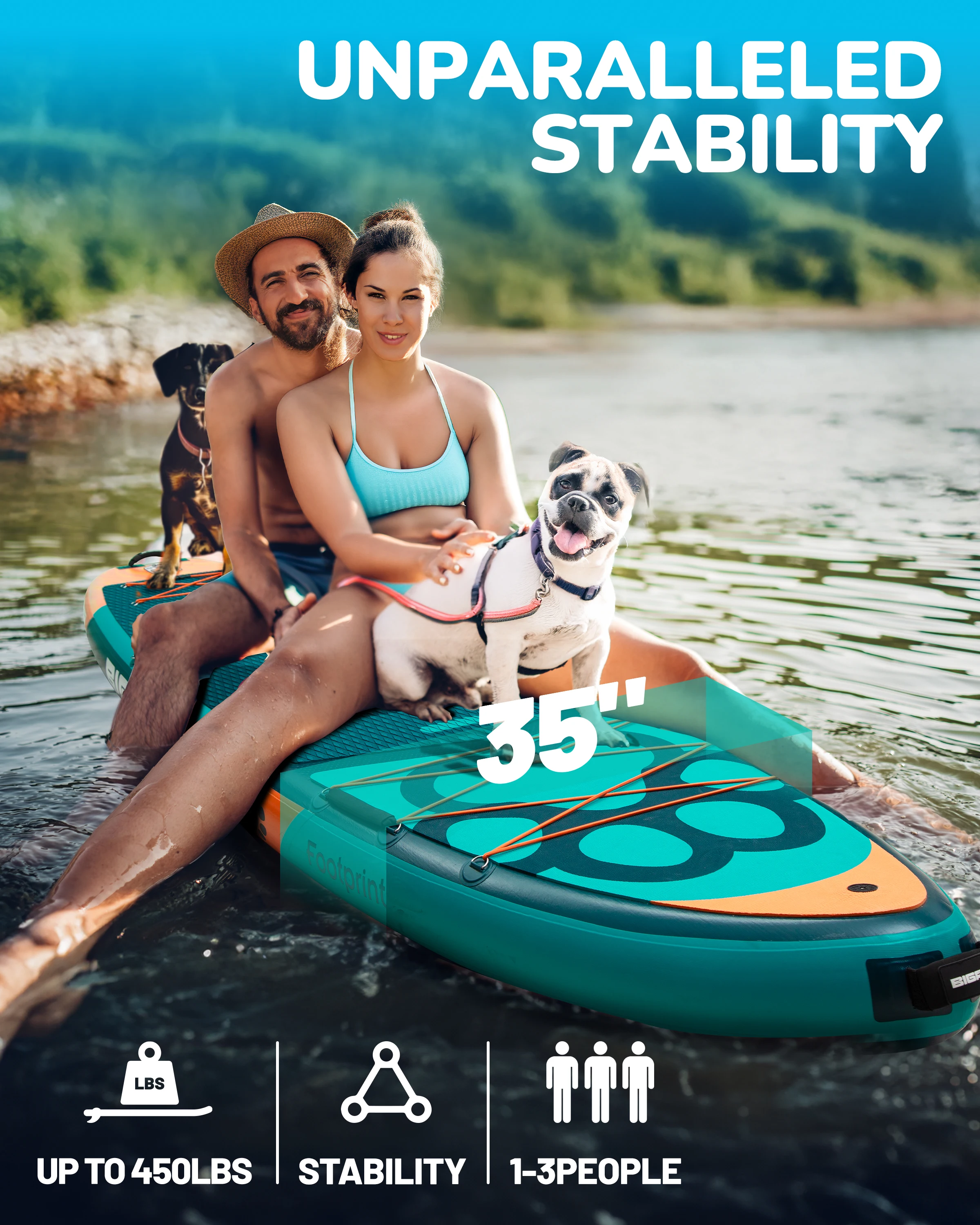 BF SUB tabla de Paddle inflable impermeable 11'6 ''x 35''x6'' pesca acuática de estilo de pie para adultos con accesorios SUP - imagen 4