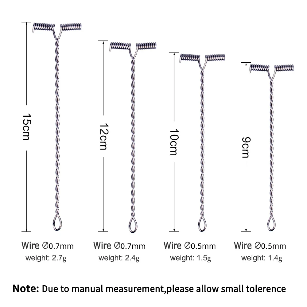 LIONRIVER 50 Uds 5cm -15cm pesca en agua salada brazo de alambre de acero en forma de T con cuentas aparejos de equilibrio anzuelos de pesca conector LineLure - imagen 3