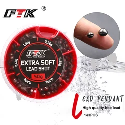 FTK 143 unids/caja equipo de pesca de plomo para morder 0,2g-1g accesorios de pesca para morder plomo abierto de varios tamaños colgante de plomo pesca en mar