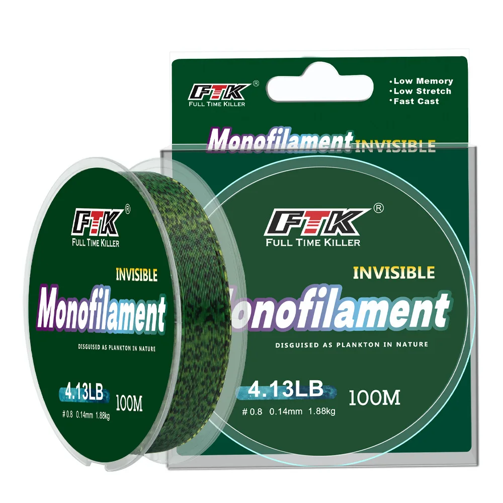 FTK-sedal de pesca Invisible, 100/300/500m, línea de revestimiento de fluorocarbono moteado, 0,14mm-0,50mm, 4,13LB-34,32LB, línea manchada súper fuerte - imagen 5