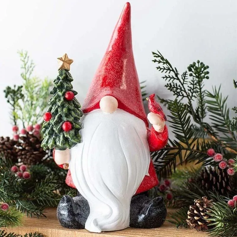Estatua de Papá Noel, artesanía de resina navideña, decoración del hogar, Gnomo, adornos para árbol de Navidad, decoración de micropaisaje para jardín - imagen 3