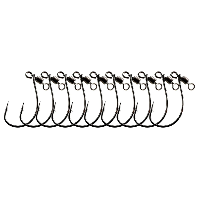 10 Uds. Ganchos de señuelo de agarre rápido giratorios 1 # /2 # /3 # /1/0 # /2/0 #   Gancho de acero rico en carbono para percha de lubina de carpa