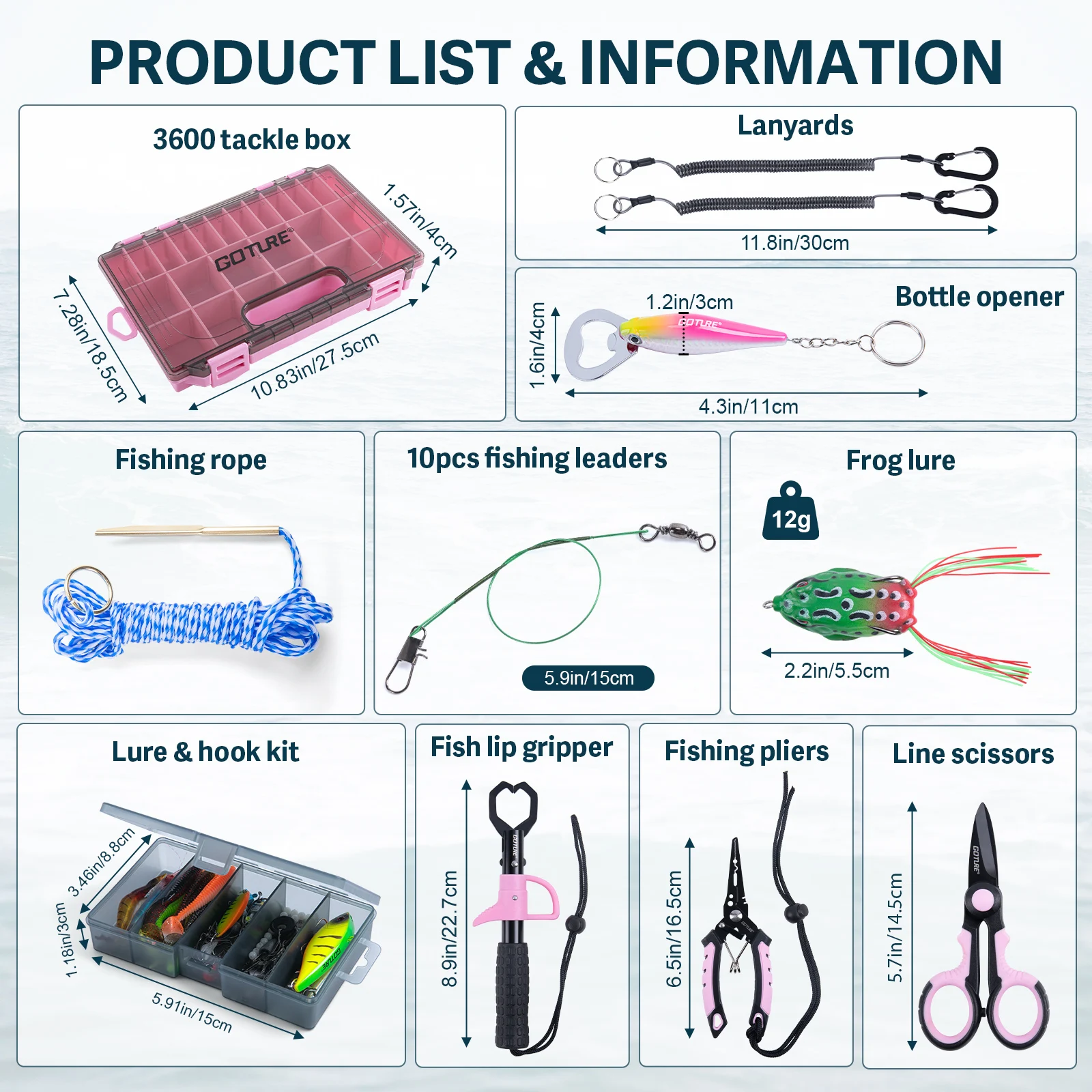 Goture Accesorios de pesca Juego de herramientas Tijeras cebo de pescado Kit combinado de agarre de pescado Regalos para hombres y mujeres, Envío rápido - imagen 2