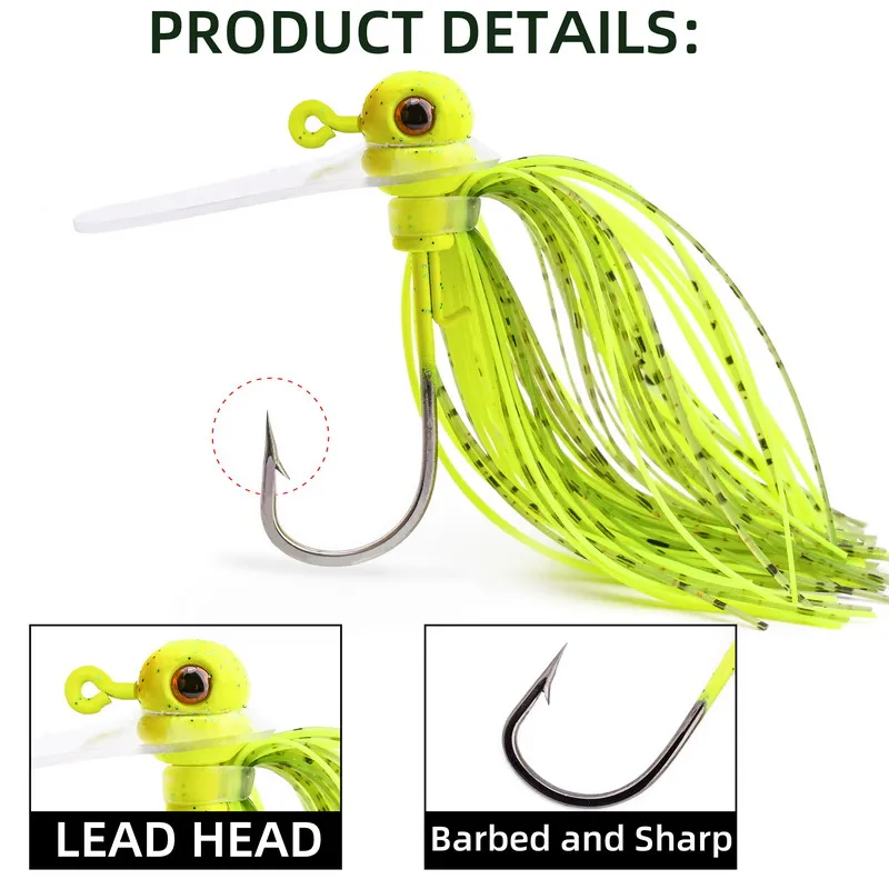 10 Uds 10g/14g/18g Scrounger Jig Head Spinner cebo Señuelos de Pesca con tablero de bloqueo de agua cebo giratorio para pesca de lubina - imagen 5
