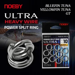 Noeby-anillo dividido de alambre Ultra pesado, anillos divididos de acero inoxidable, tracción de 283kg, señuelos de conexión para aparejos de pesca BLUEFIN TUNA GT