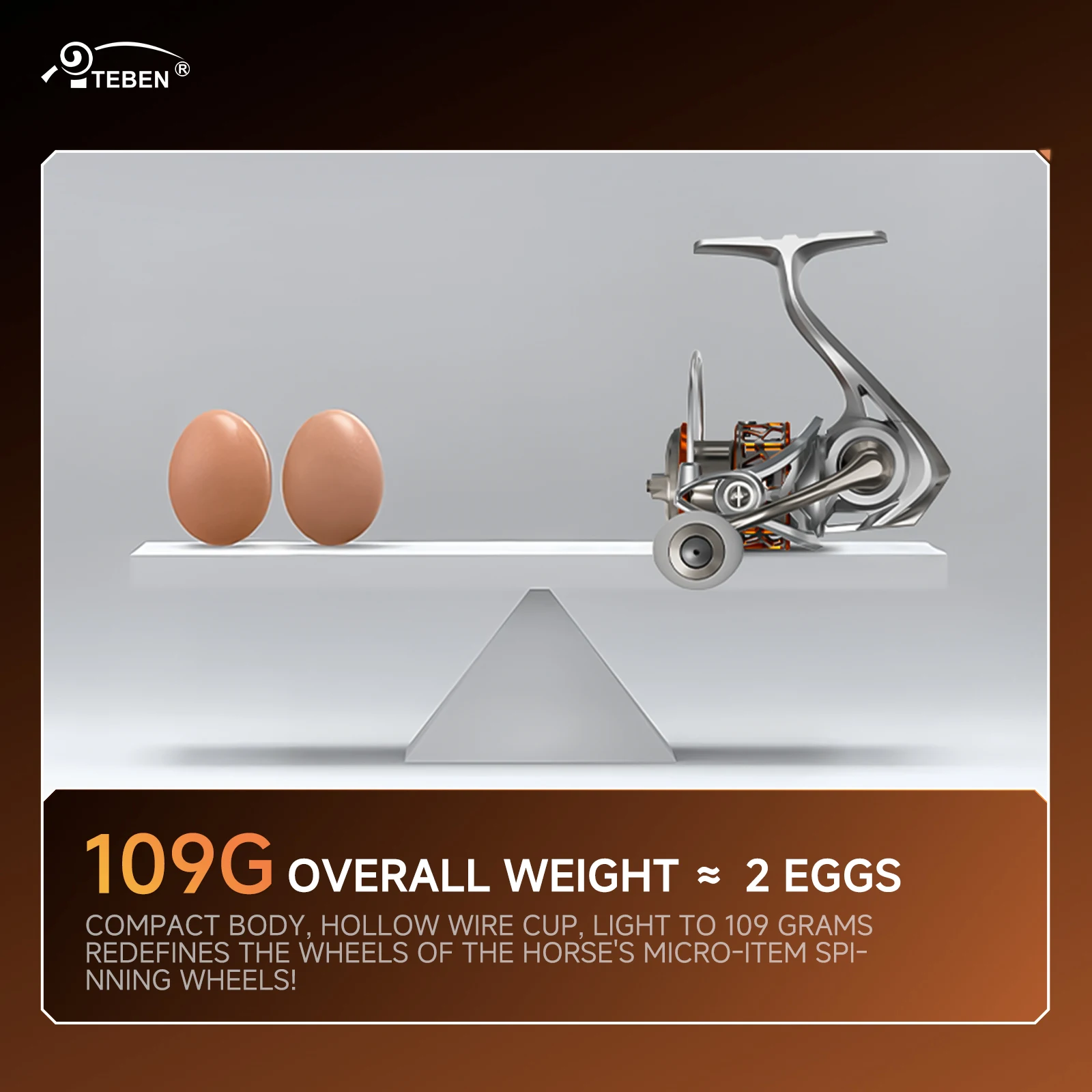 TEBEN-carrillos de pesca ligeros con llama de fibra de carbono, 109G, 5 + 1BB, 6,61 libras, arrastre máximo, relación de engranaje 5,2: 1, ultraligero para pesca - imagen 3