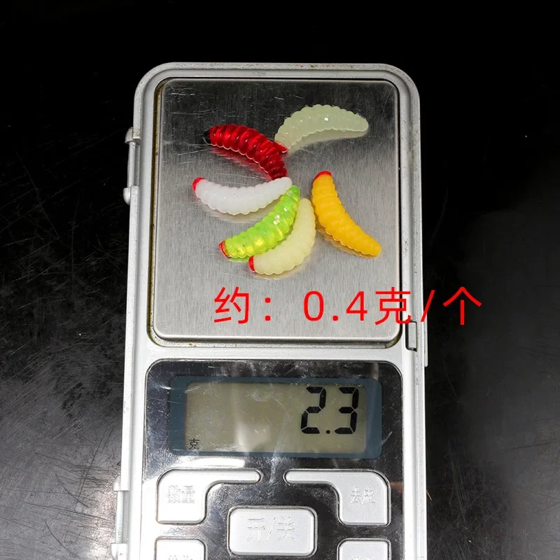 50 Uds señuelo de pesca gusano larva amarillo realista señuelo de pesca pan biónico insecto suave anzuelos de señuelo de pesca olor gusanos resplandor - imagen 3