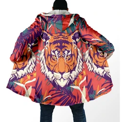 Abrigo de invierno con capucha de lana gruesa estampado tigre 3D