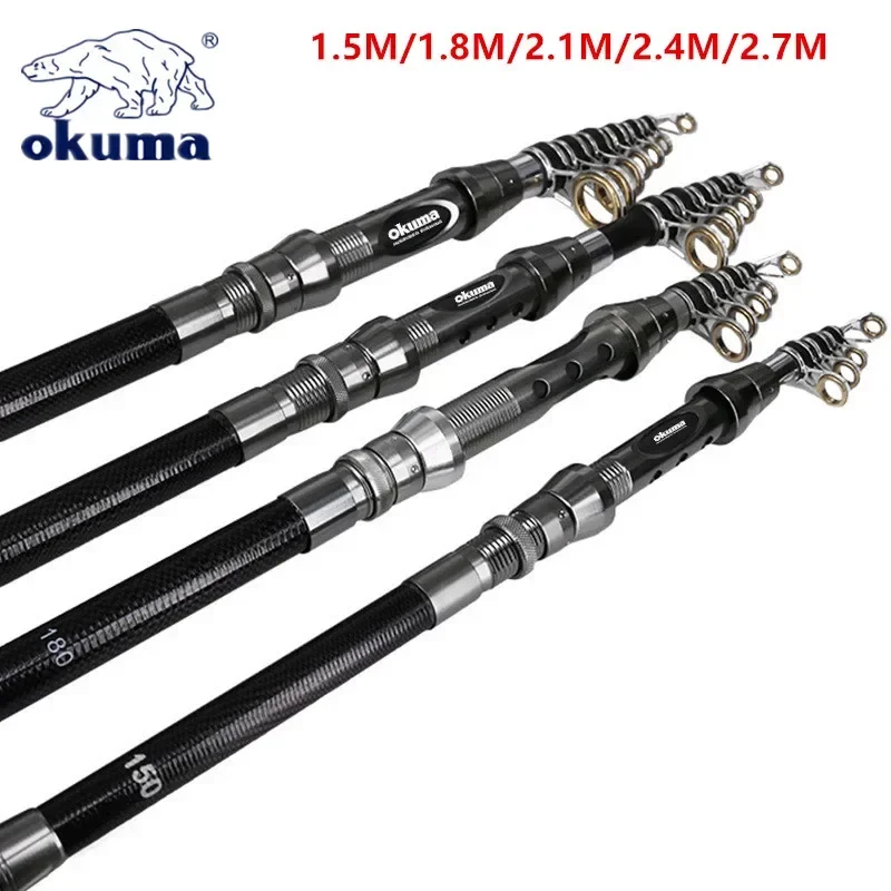 OKUMA nueva caña de pescar de carbono 1,5 M/1,8 M/2,1 M/2,4 M/2,7 M anillo guía de cerámica gota de agua rueda giratoria caña de pescar - imagen 3