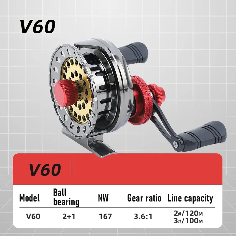 Carrete de pesca en hielo, accesorio de Metal en línea, relación de transmisión 3,6: 1, 2 + 1BB, Ultra suave, mango derecho/izquierdo - imagen 2