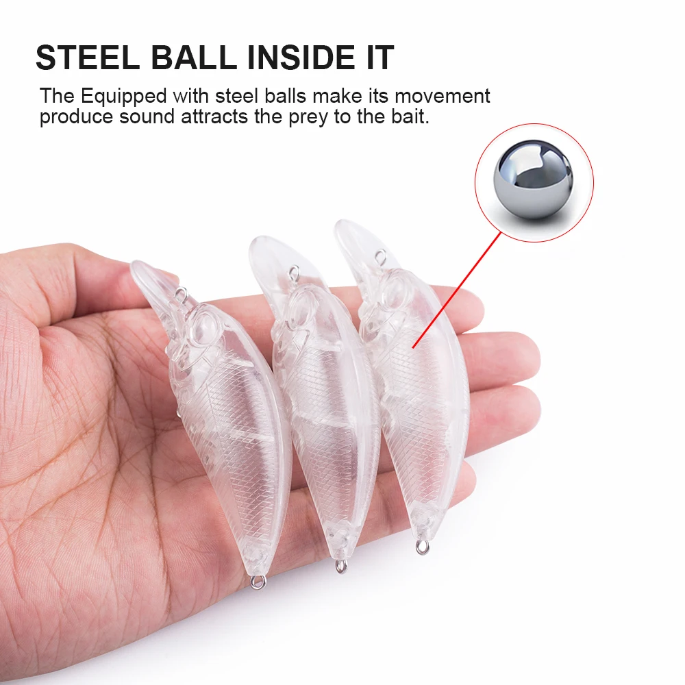 Hanlin-señuelo de pesca flotante sin pintar, cebo Crankbait de cuerpo duro en blanco, Musky, pececillos, aparejos de lubina, 10/20 piezas, 9CM, 13,5G - imagen 4