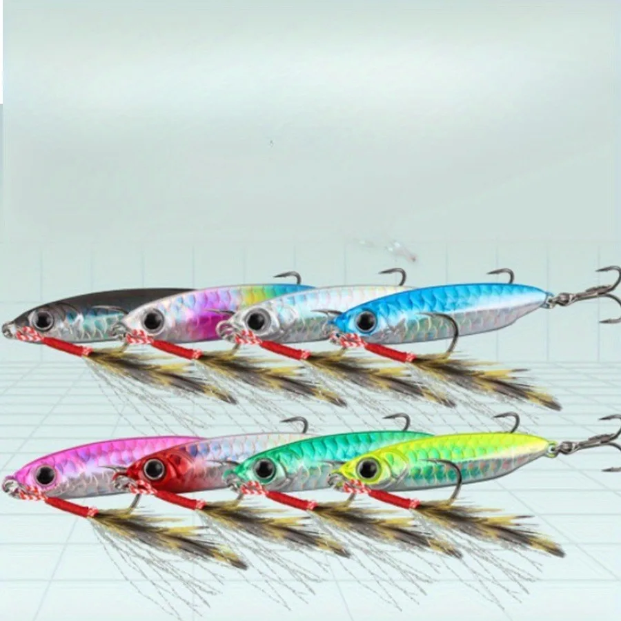 Ackibbik-cuchara de plantilla de Metal fundido, 8 Uds., 30g, juego de cuchara de Jigging de Metal para agua salada, plantillas de trucha y pescado, señuelos, cuchara de mar - imagen 4