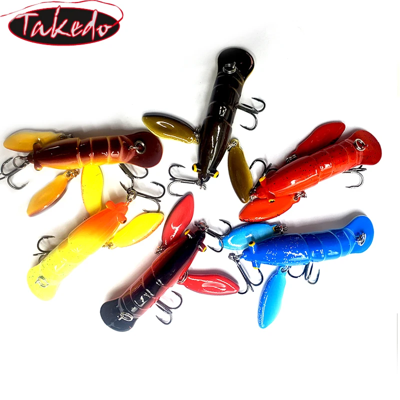 TAKEDO RL08 Lobster Run señuelo de pesca Material ABS Swimbait 70mm 7g señuelo duro de camarones con 8 #   Anzuelo triple Wobbers Snakehead Carpa - imagen 2