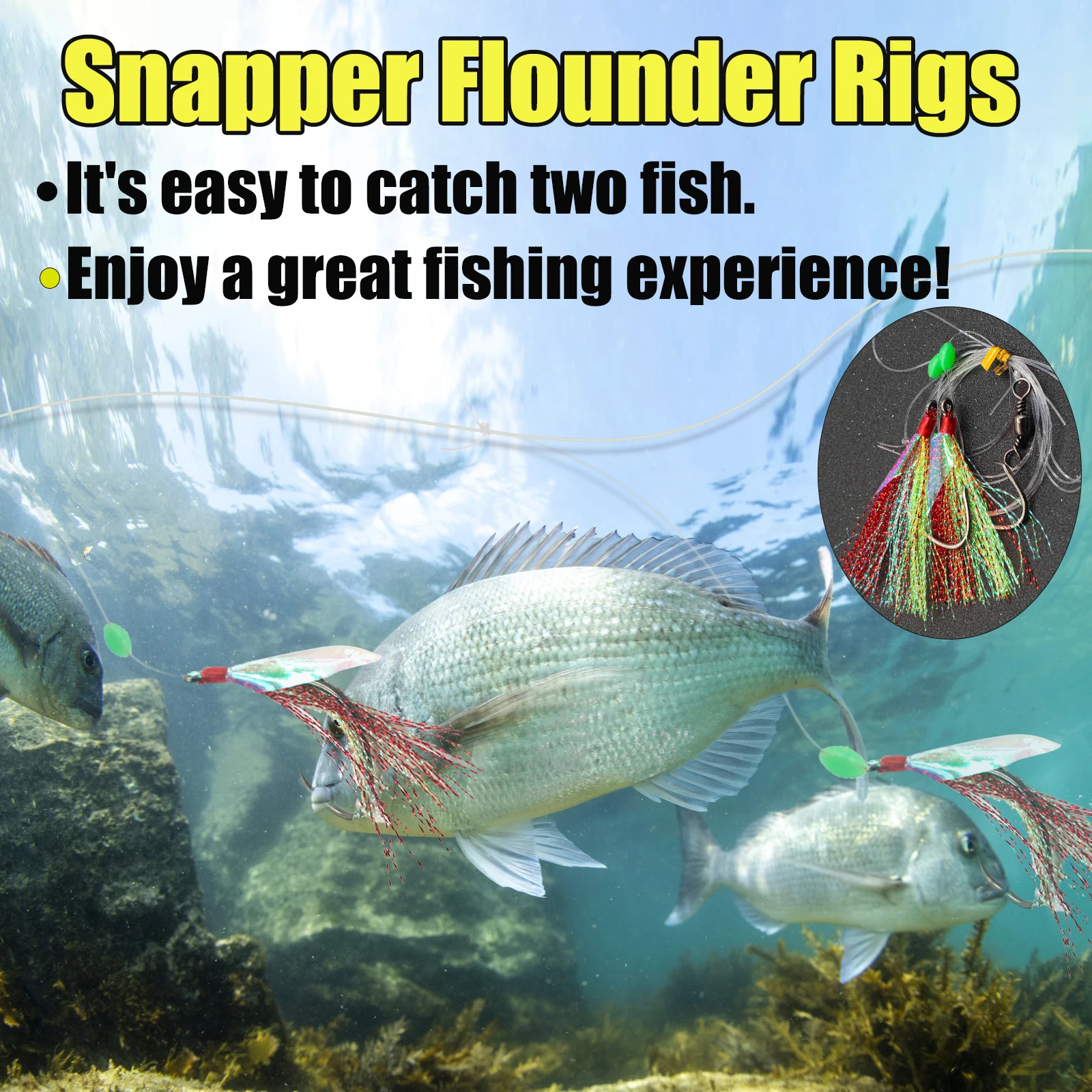 6 uds aparejos de pargo aparejos intermitentes, aparejo de cebo Sabiki, aparejo líder de pesca Hi-Lo con anzuelo circular 65LB aparejos de pesca de Surf de agua salada - imagen 5