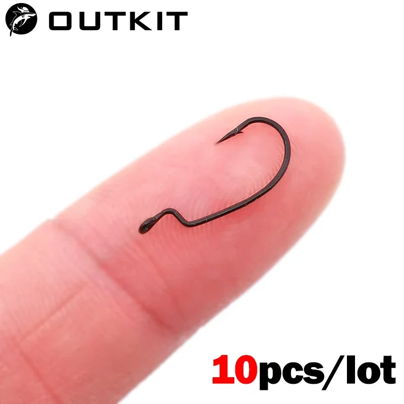 OUTKIT 10 Uds mini estilo anzuelos de gusano suave acero alto en carbono anzuelos súper cerradados anzuelos señuelo Softjerk aparejos de pesca Rockfishing - imagen 5