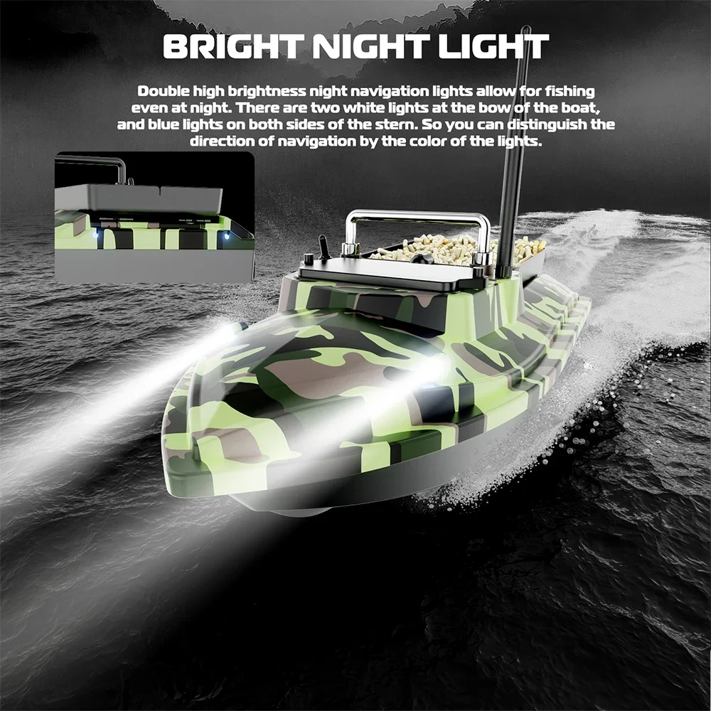 VWVIVIDWORLD, sistema de suministro de energía de doble batería, tiempo de uso máximo de 10 h, barco de cebo de pesca RC, carga de 2KG, Control de 500M, batería baja, VX - imagen 4